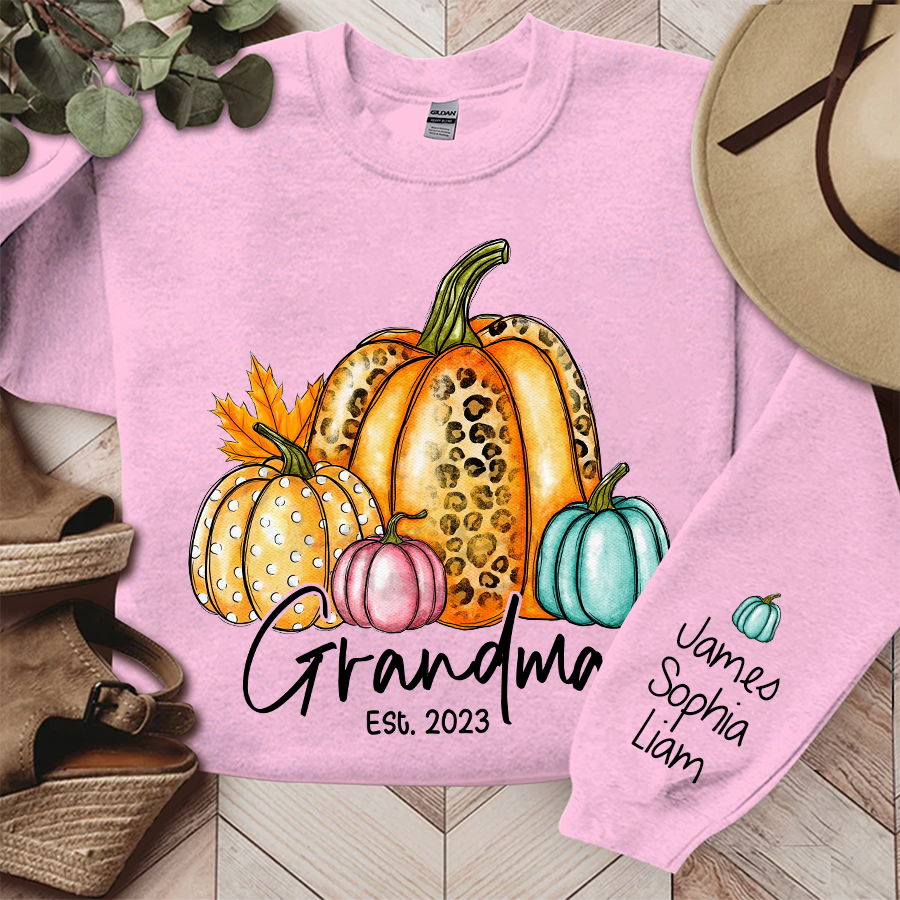 Lofaris Fall Autumn Sweatshirt Grandma Est With Grandkids Gift TH