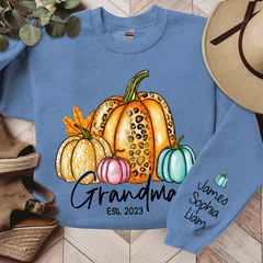 Lofaris Fall Autumn Sweatshirt Grandma Est With Grandkids Gift TH