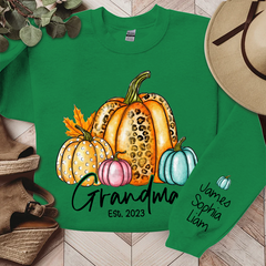 Lofaris Fall Autumn Sweatshirt Grandma Est With Grandkids Gift TH