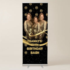 Lofaris Customized Black Golden Retractable Birthday Banner