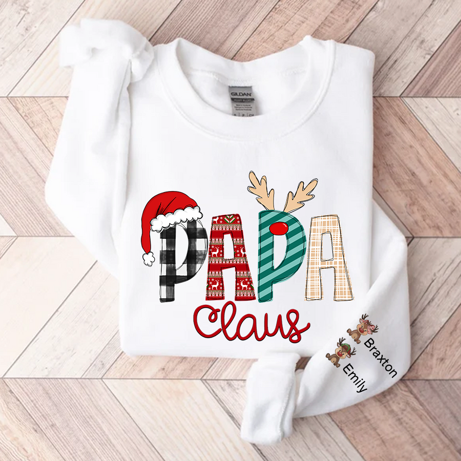 Lofaris Customized Christmas Papa Claus Gift Name Sweatshirt