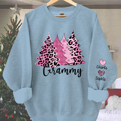 Lofaris Customized Printed Christmas Trees Grandma Shirt Pink Plaid Leopard Cheetah Buffalo Sweatshirt