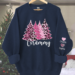 Lofaris Customized Printed Christmas Trees Grandma Shirt Pink Plaid Leopard Cheetah Buffalo Sweatshirt