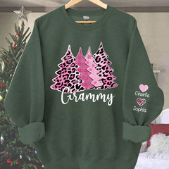 Lofaris Customized Printed Christmas Trees Grandma Shirt Pink Plaid Leopard Cheetah Buffalo Sweatshirt