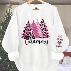 Lofaris Customized Printed Christmas Trees Grandma Shirt Pink Plaid Leopard Cheetah Buffalo Sweatshirt