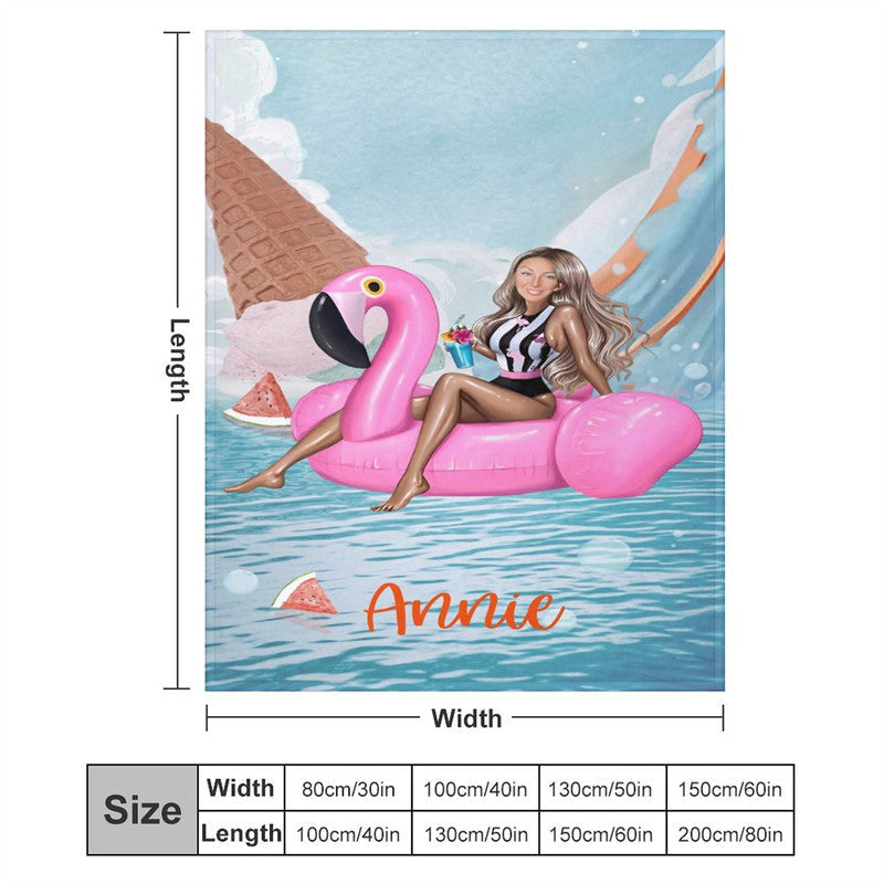 Lofaris Customized Face Bikini Flamingo Ring Summer Blanket