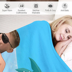 Lofaris Customized Green Shorts Surfing Boy Waves Blanket