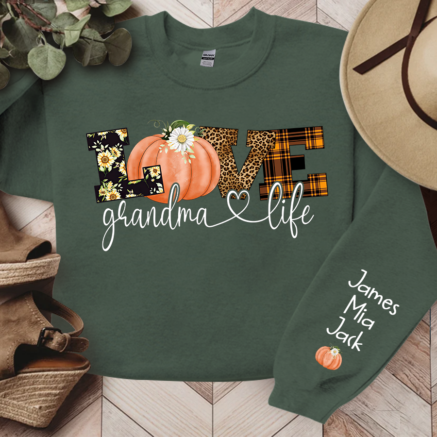 Lofaris Customized Love Grandma Life Fall Pumpkin Sweatshirt