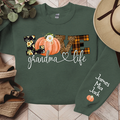 Lofaris Customized Love Grandma Life Fall Pumpkin Sweatshirt