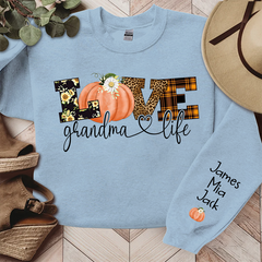 Lofaris Customized Love Grandma Life Fall Pumpkin Sweatshirt