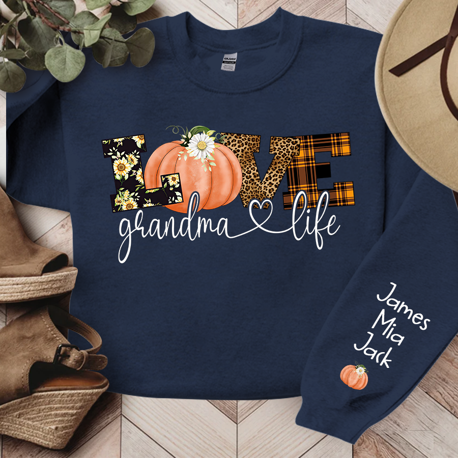 Lofaris Customized Love Grandma Life Fall Pumpkin Sweatshirt