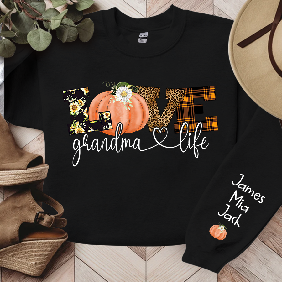 Lofaris Customized Love Grandma Life Fall Pumpkin Sweatshirt