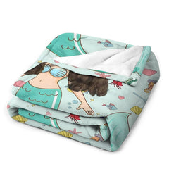 Lofaris Customized Mermaid Marine Organism Blanket For Girl