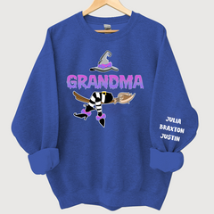 Lofaris Customized Witch Grandma Halloween Sweatshirt with Grandkids Names CL12