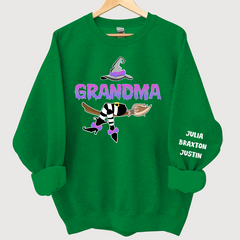 Lofaris Customized Witch Grandma Halloween Sweatshirt with Grandkids Names CL12