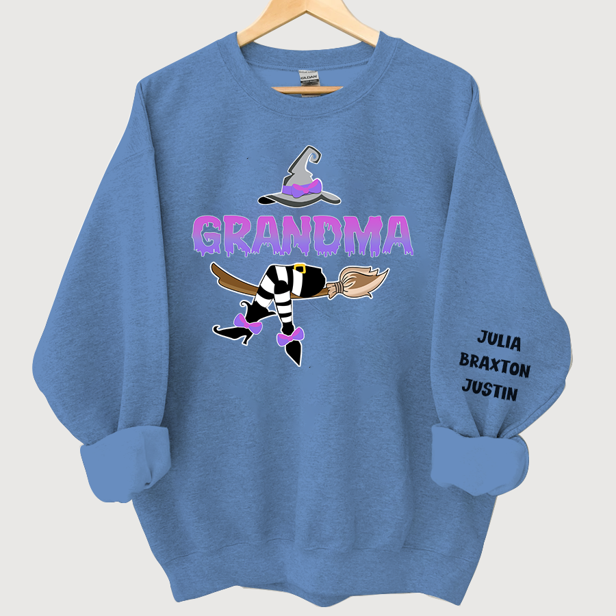 Lofaris Customized Witch Grandma Halloween Sweatshirt with Grandkids Names CL12