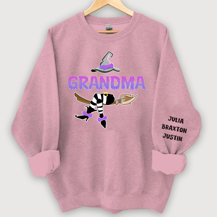 Lofaris Customized Witch Grandma Halloween Sweatshirt with Grandkids Names CL12