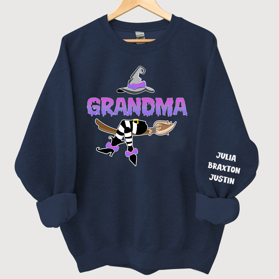 Lofaris Customized Witch Grandma Halloween Sweatshirt with Grandkids Names CL12