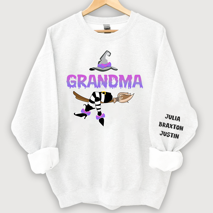 Lofaris Customized Witch Grandma Halloween Sweatshirt with Grandkids Names CL12