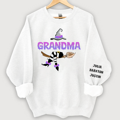 Lofaris Customized Witch Grandma Halloween Sweatshirt with Grandkids Names CL12