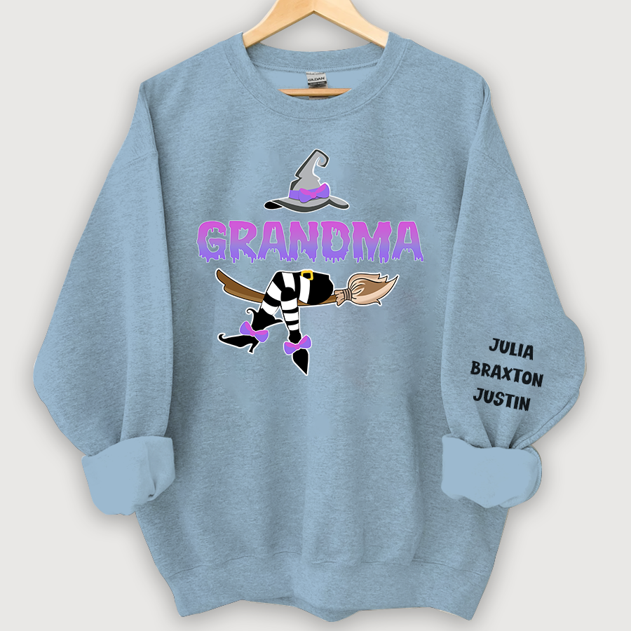 Lofaris Customized Witch Grandma Halloween Sweatshirt with Grandkids Names CL12