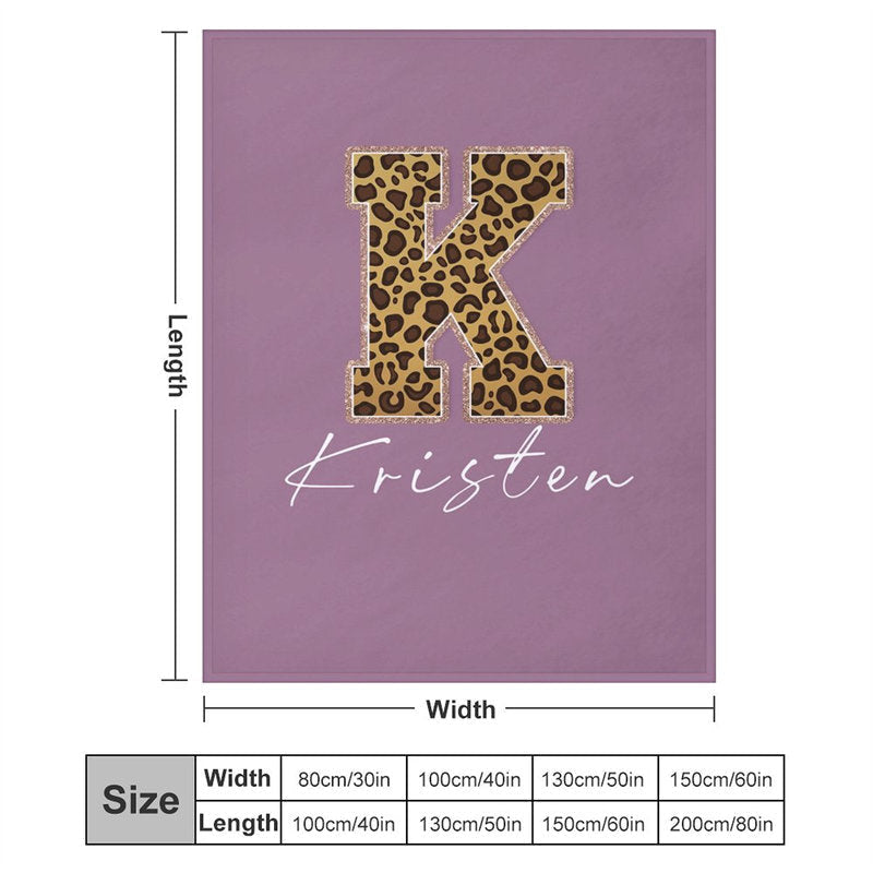Lofaris Customized Name Leopard Letter Purple Soft Blanket