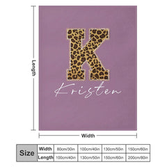 Lofaris Customized Name Leopard Letter Purple Soft Blanket