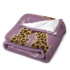 Lofaris Customized Name Leopard Letter Purple Soft Blanket