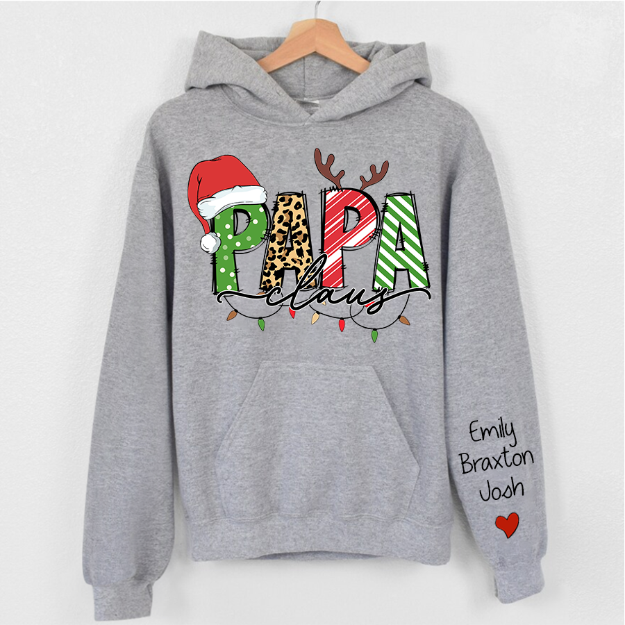 Lofaris Customized Name Merry Christmas Papa Claus Hoodie