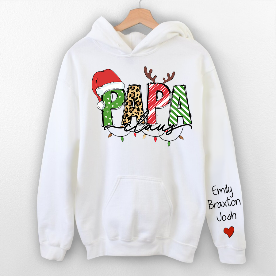 Lofaris Customized Name Merry Christmas Papa Claus Hoodie
