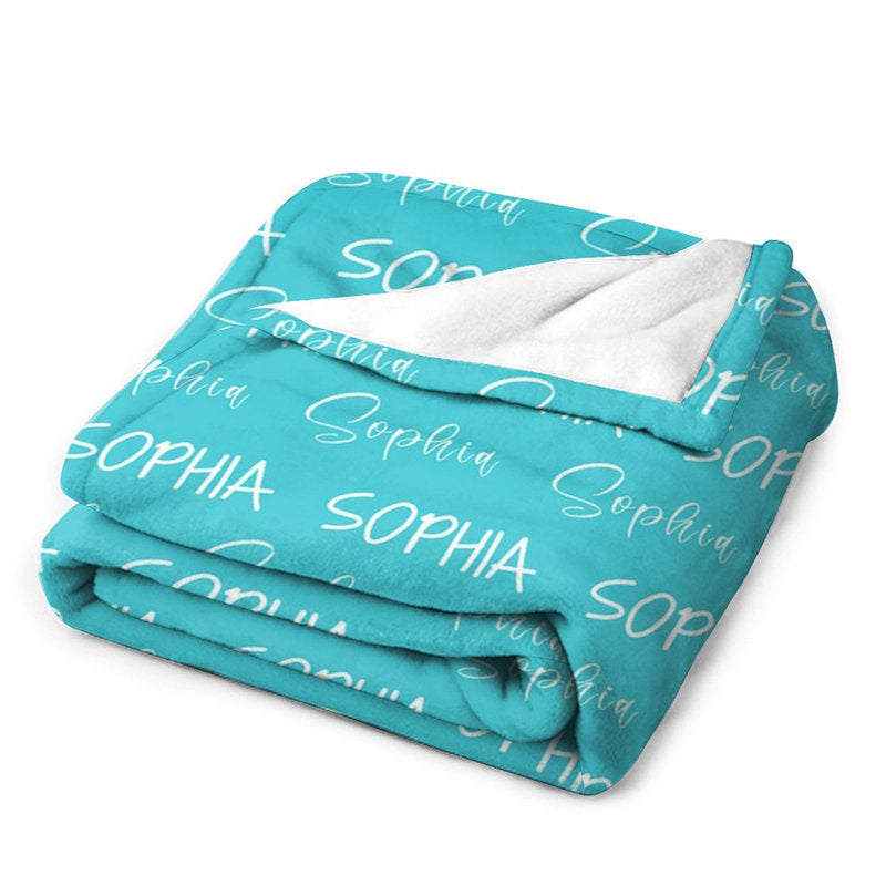 Lofaris Customized Name Multiple Fonts Blue Soft Blanket