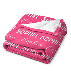 Lofaris Customized Name Multiple Fonts Pink Soft Blanket