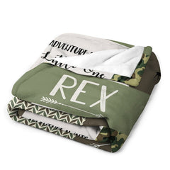 Lofaris Customized Name Outdoor Green Camouflage Blanket