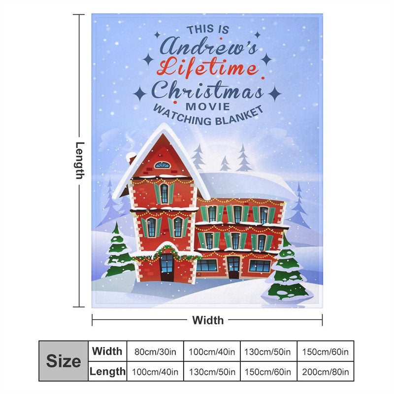 Lofaris Customized Name Red Castle Snowy Christmas Blanket