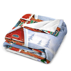 Lofaris Customized Name Red Castle Snowy Christmas Blanket