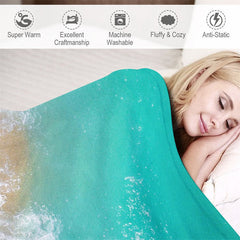 Lofaris Customized Name Sandbeach Sea Wave Snuggly Blanket