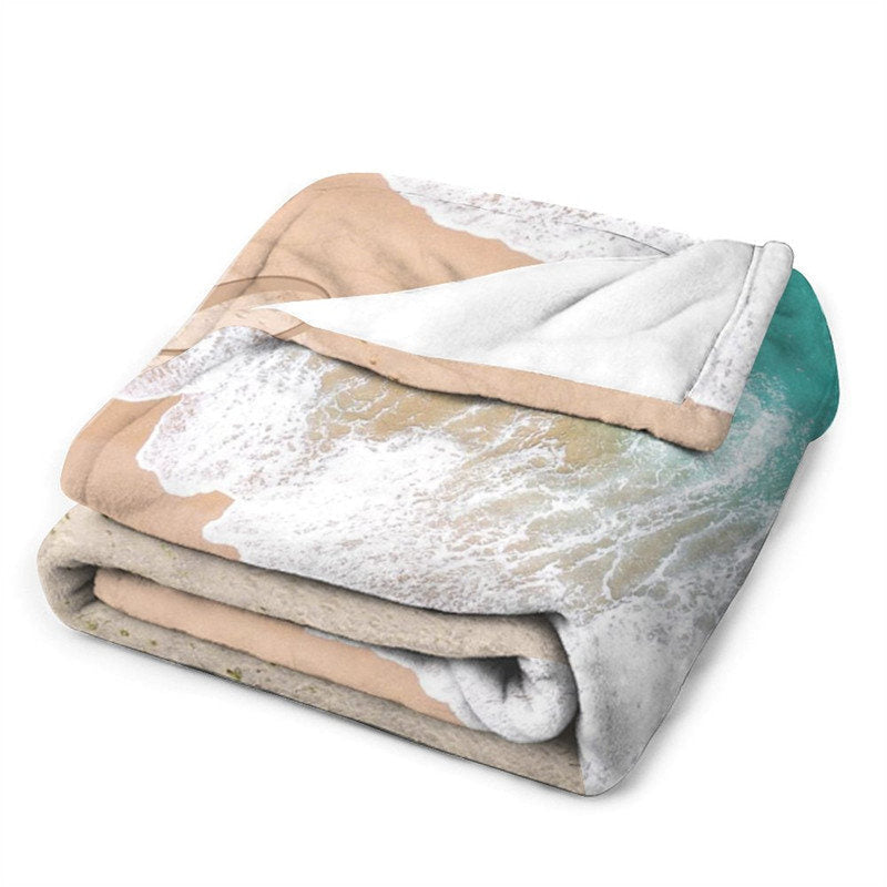 Lofaris Customized Name Sandbeach Sea Wave Snuggly Blanket