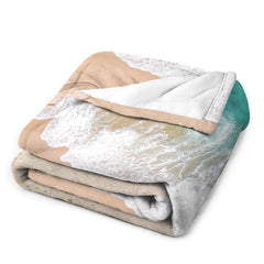 Lofaris Customized Name Sandbeach Sea Wave Snuggly Blanket