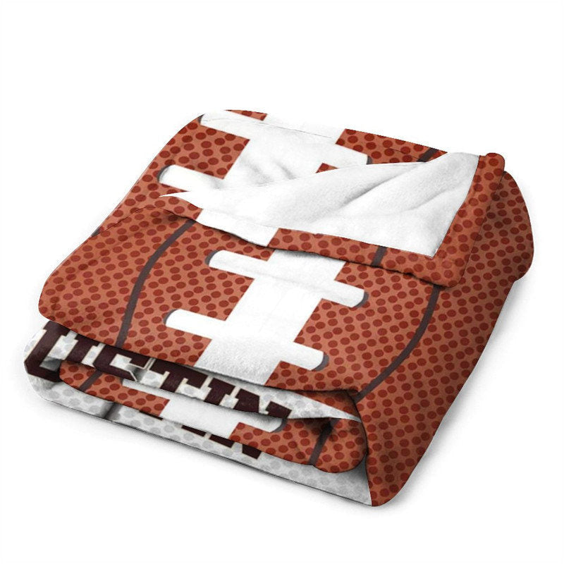 Lofaris Customized Name Sports Rugby Brown Snuggly Blanket
