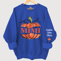 Lofaris Orange Watercolor Pumpkin Mimi And Grandkids Autumn Sweatshirt