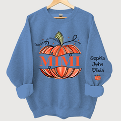 Lofaris Orange Watercolor Pumpkin Mimi And Grandkids Autumn Sweatshirt