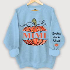 Lofaris Orange Watercolor Pumpkin Mimi And Grandkids Autumn Sweatshirt