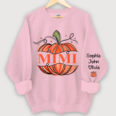 Lofaris Orange Watercolor Pumpkin Mimi And Grandkids Autumn Sweatshirt