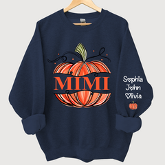 Lofaris Orange Watercolor Pumpkin Mimi And Grandkids Autumn Sweatshirt