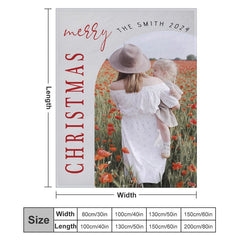 Lofaris Customized Photo Gray Family 2024 Christmas Blanket