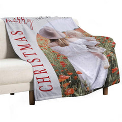 Lofaris Customized Photo Gray Family 2024 Christmas Blanket