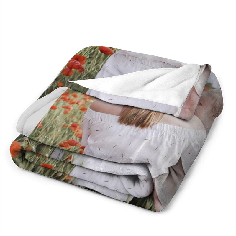 Lofaris Customized Photo Gray Family 2024 Christmas Blanket