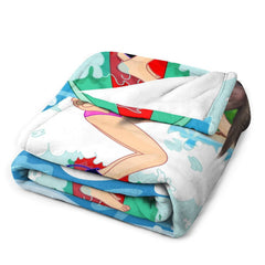 Lofaris Customized Surfing Girl Coastal Beach Palm Blanket