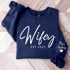 Lofaris Customized Wifey Est Sweatshirt Engagement Bridal Shower Gift for Bride New Wife