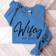 Lofaris Customized Wifey Est Sweatshirt Engagement Bridal Shower Gift for Bride New Wife